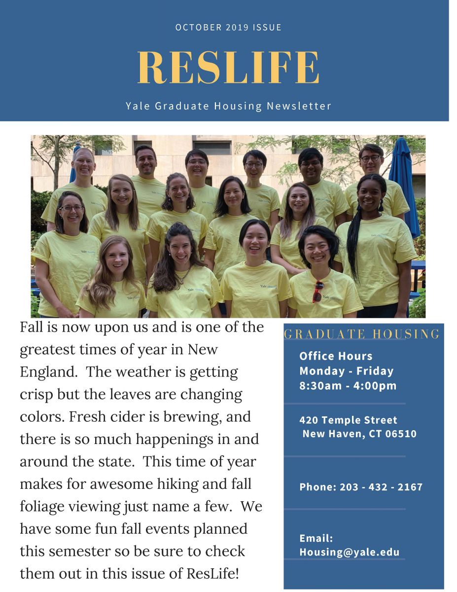 ResLife Monthly Newsletter | Yale Housing